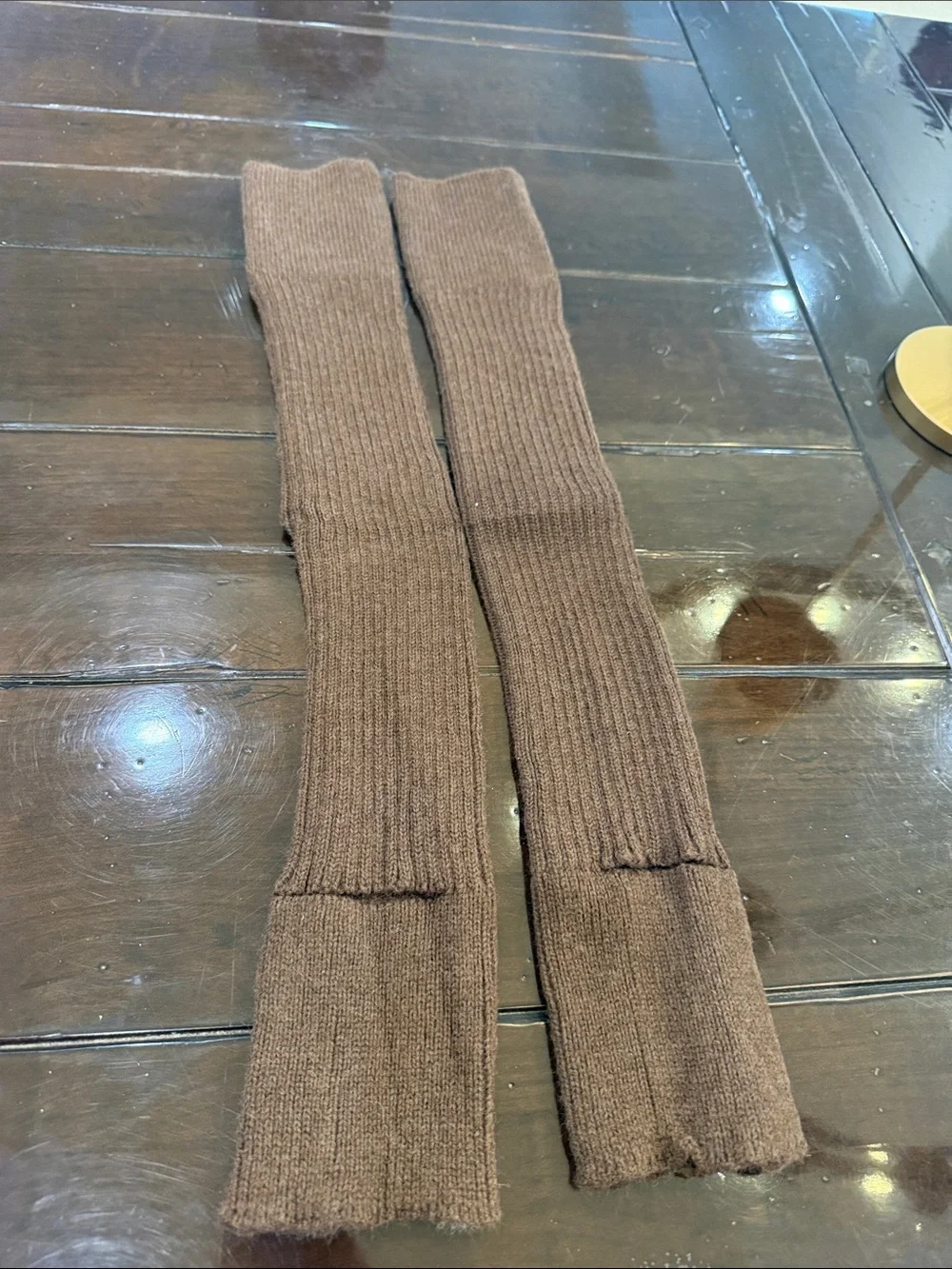 Brown Ribbed womens Knee-High  leg warmers